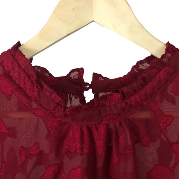 TOP - Women's Torrid Red Chiffon Floral Flutter Sleeve Bubble Hem Top. Size 3X. - Picture 11 of 16